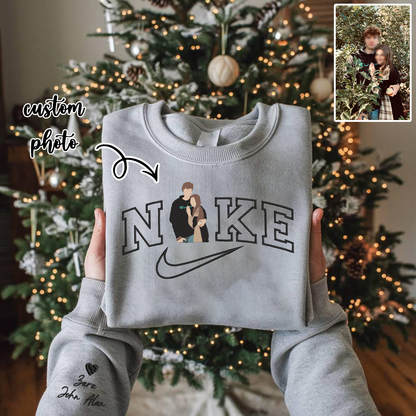 Personalized Embroidered Couple Photo Hoodie Sweatshirt T-Shirt Valentine Gift Christmas Gift