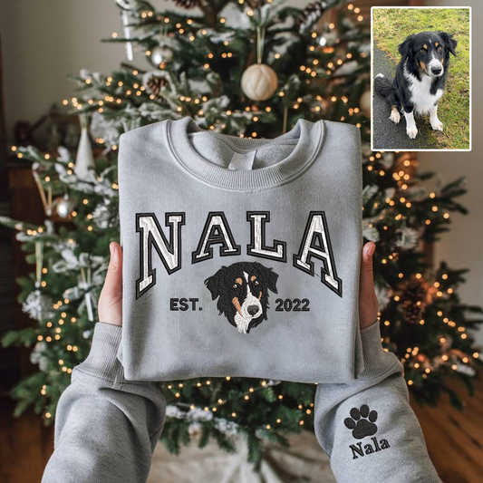 Personalized Embroidered Pet Dog Cat Photo & Name Hoodie Sweatshirt T-Shirt