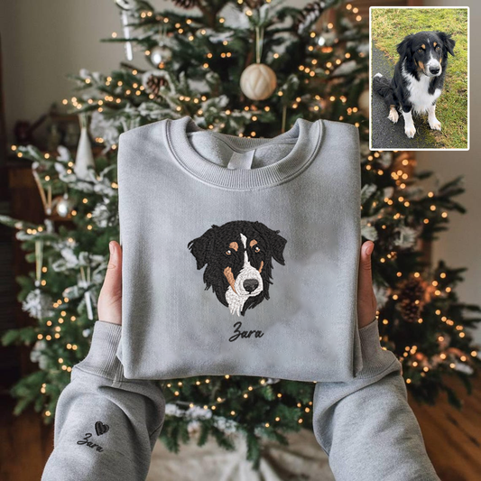 Personalized Embroidered Pet Dog Cat Photo Hoodie Sweatshirt T-Shirt