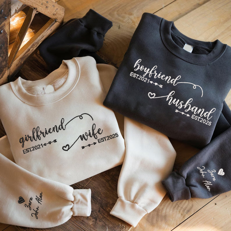 Personalized Embroidered Family Hoodie Sweatshirt T-Shirt Mother's Day Father's Day Christmas Gift