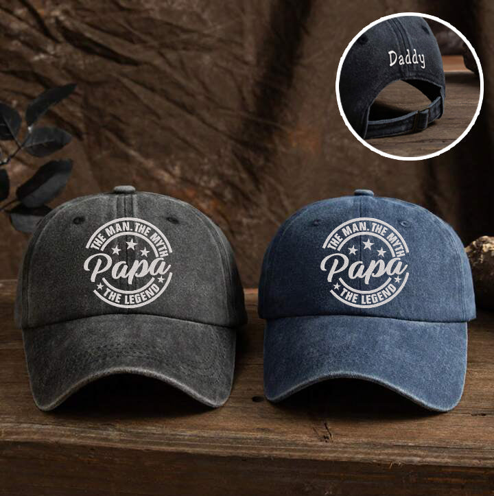Father's Day Personalized Embroidered The Man The Myth The Legend Papa Dyed Cap