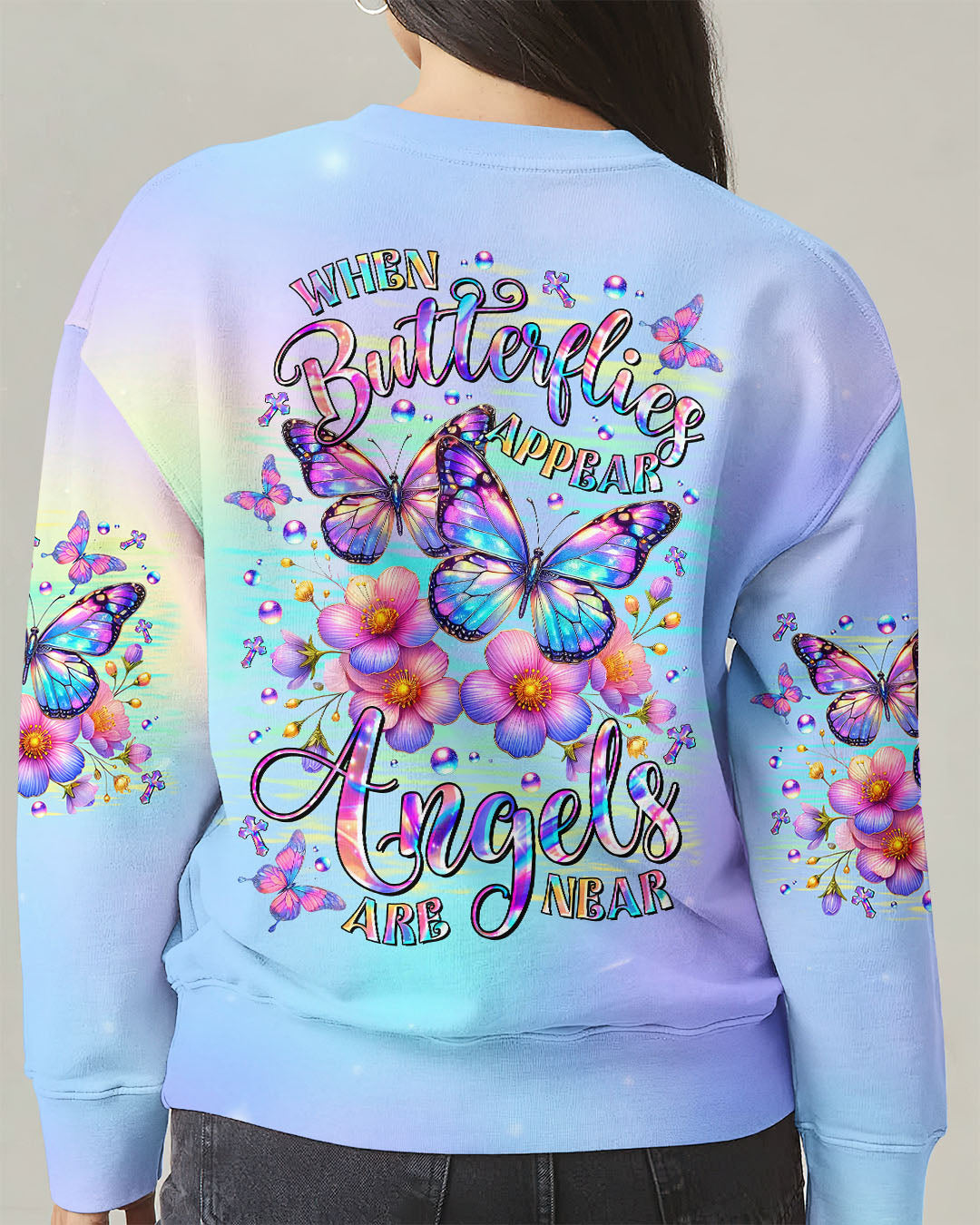When Butterflies Appear Angels Are Near Women's All Over Print Shirt - Tltr3009253