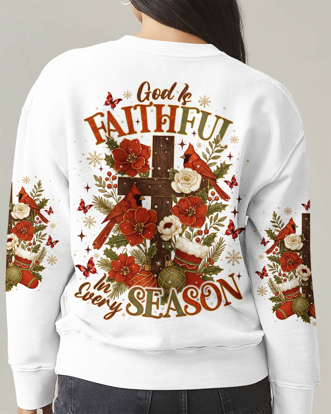 God Is Faithful Cardinal Christmas Women's All Over Print Shirt - Tlno0110253