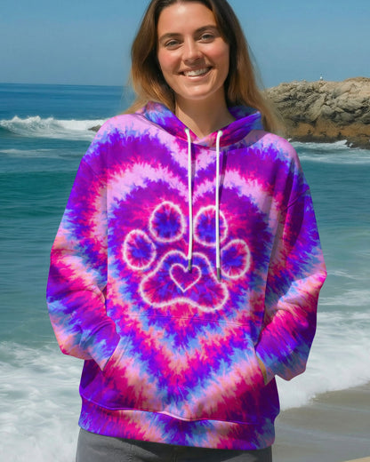 PAW PRINT PINK & PURPLE HEART SWIRL ALL OVER PRINT  - TLTW2912251