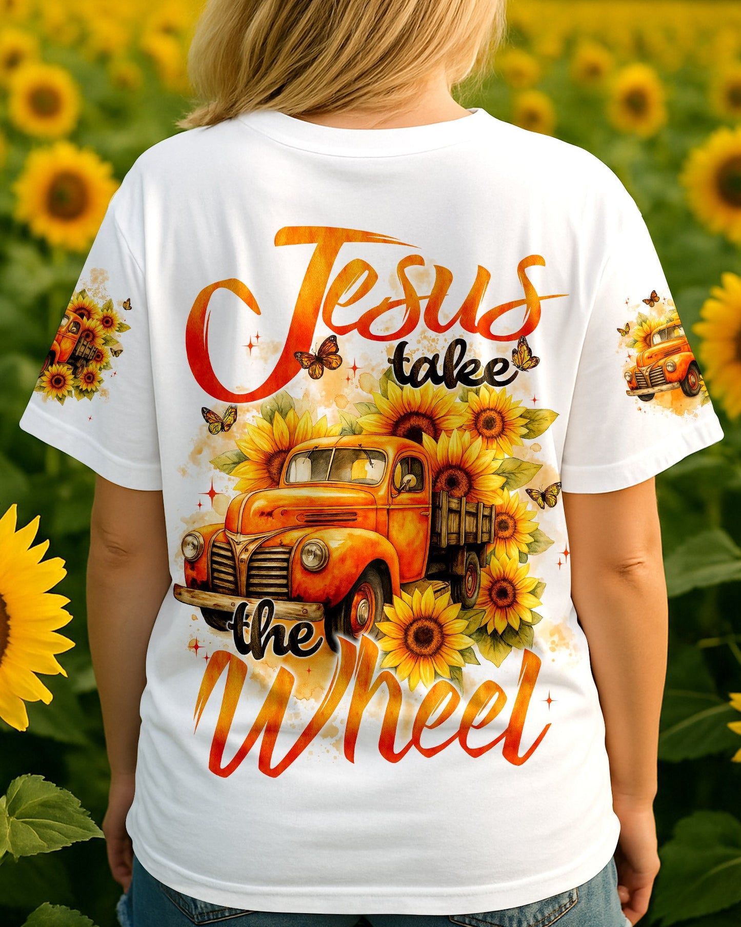 Jesus Take The Wheel Sunflower Women's All Over Print Shirt - Typq2909251