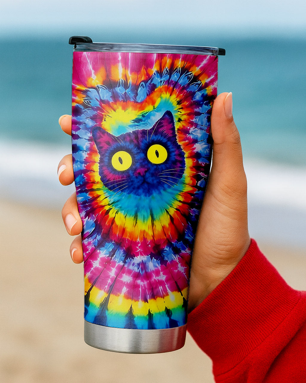CAT COLORFUL SWIRL PATTERN TUMBLER - TLNO0701262