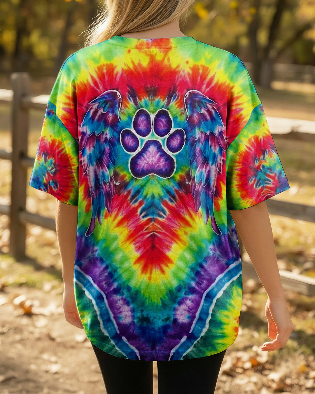 RAINBOW PSYCHEDELIC PAWPRINT MIRAGE ALL OVER PRINT - YHHG1201262