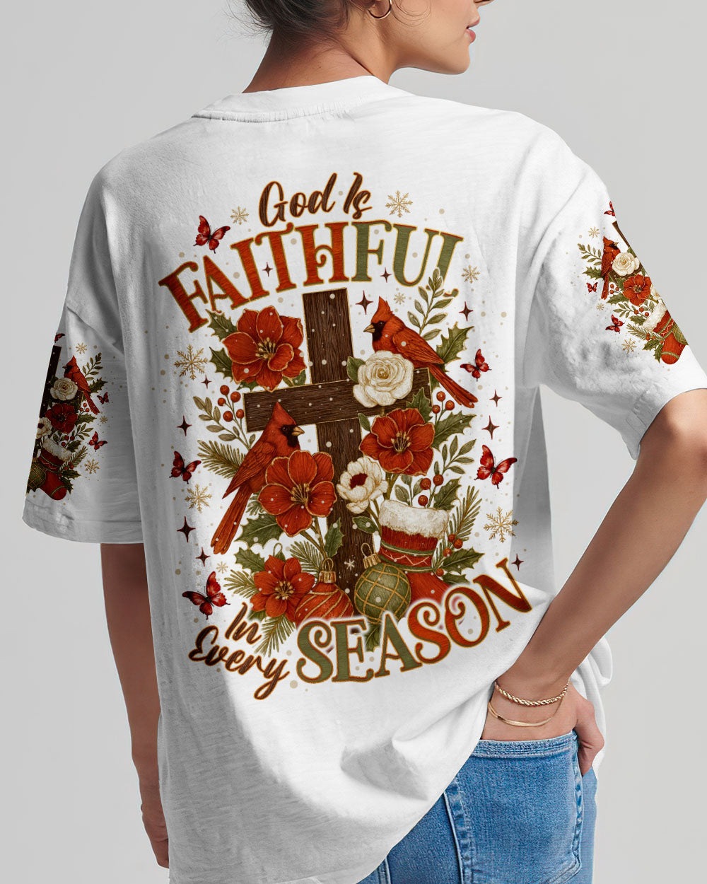 God Is Faithful Cardinal Christmas Women's All Over Print Shirt - Tlno0110253