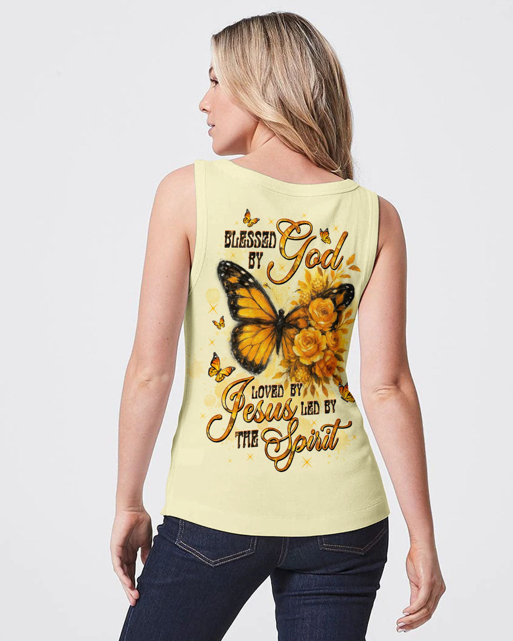 Blessed By God Loved By Jesus Butterfly Women's All Over Print Shirt - Tltw2509254