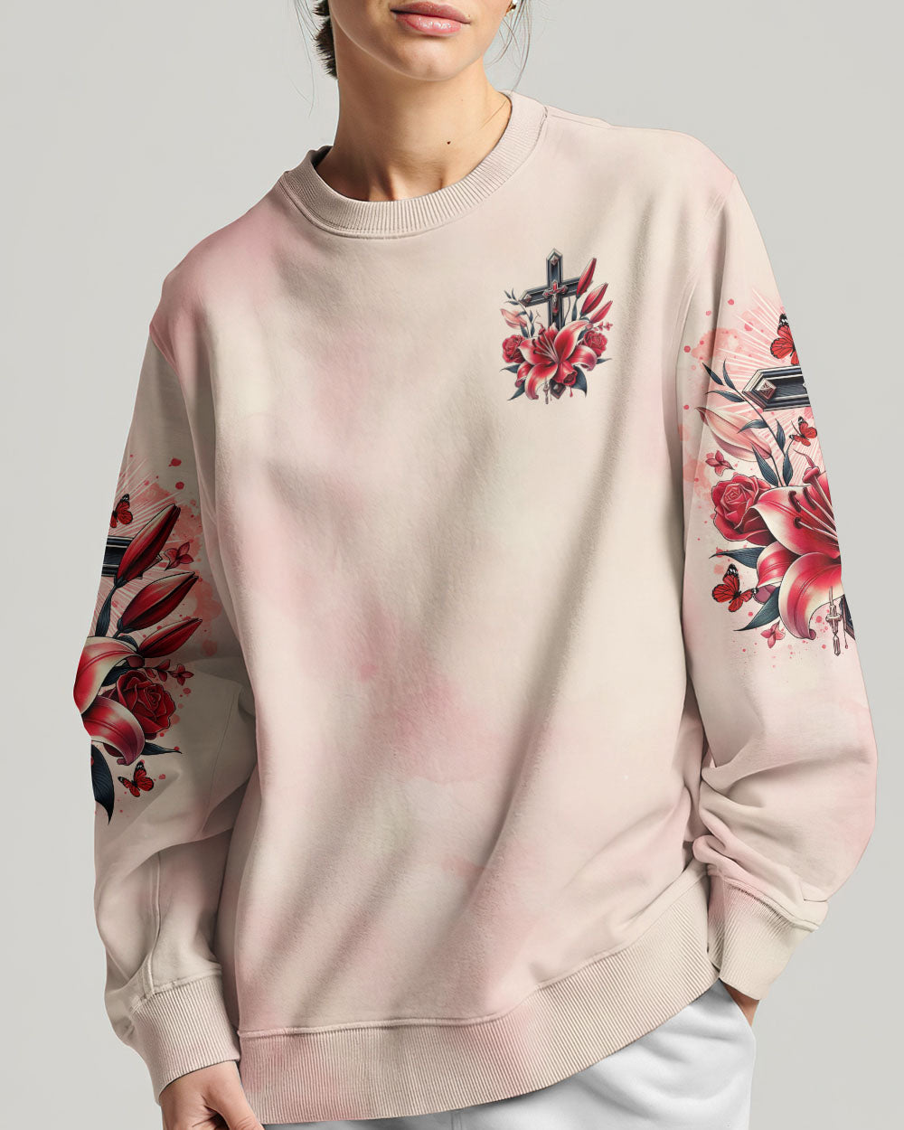 (Hot Deal) God Is With You Lilies Cross Women's All Over Print Shirt  -  Tltr0702252