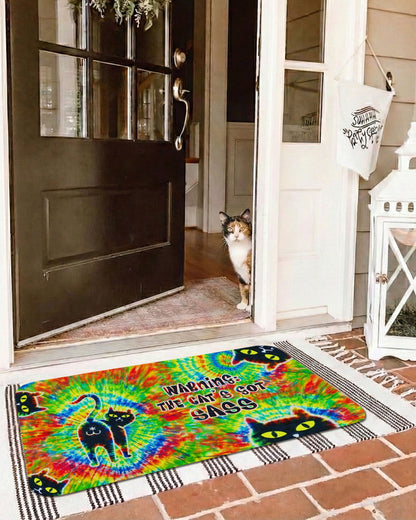 WARNING THE CAT'S GOT SASS FUNNY SWIRL DOORMAT  - TLNT1401261
