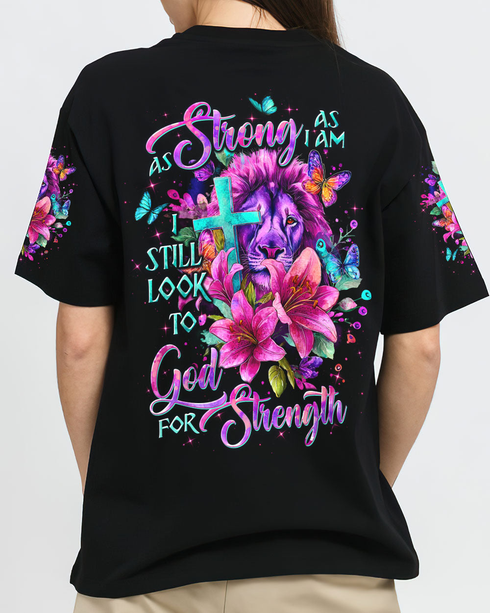 As Strong As I Am Lion Lilies Women's All Over Print Shirt - Tltw2709252