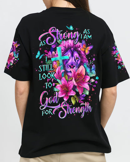 As Strong As I Am Lion Lilies Women's All Over Print Shirt - Tltw2709252