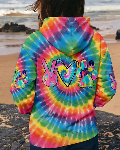 PEACE LOVE PAWS RAINBOW SWIRL ALL OVER PRINT - YHHG2612252