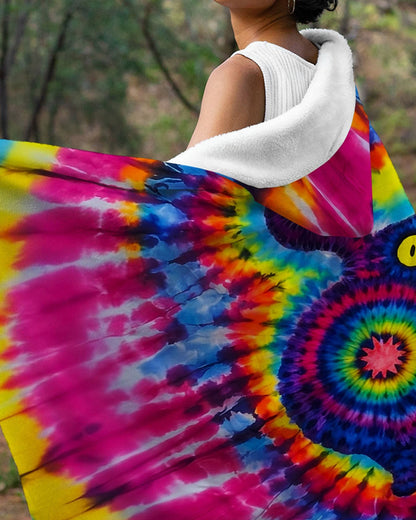 CAT COLORFUL SWIRL PATTERN SHERPA BLANKET HOODIE - TLNO0701265