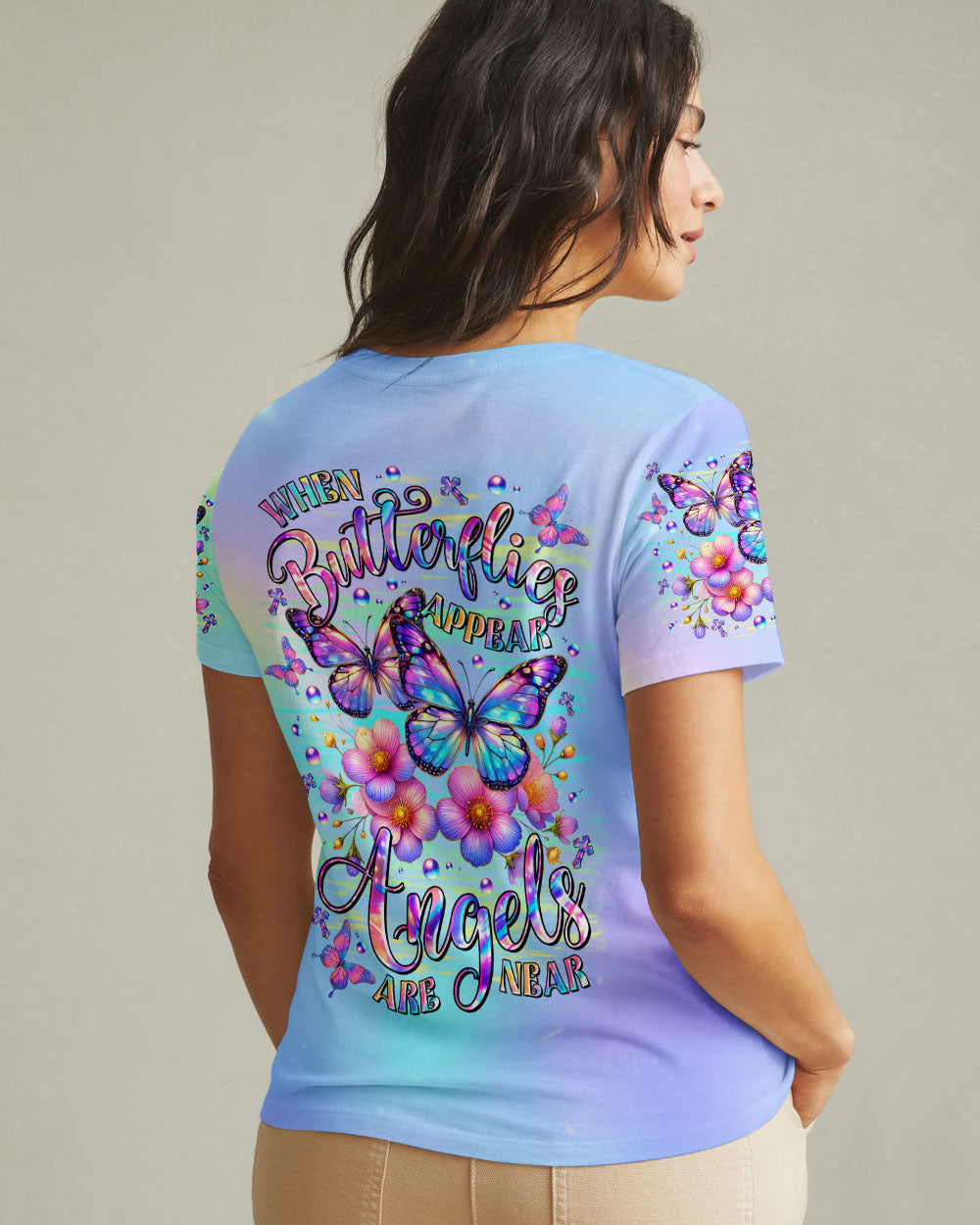 When Butterflies Appear Angels Are Near Women's All Over Print Shirt - Tltr3009253