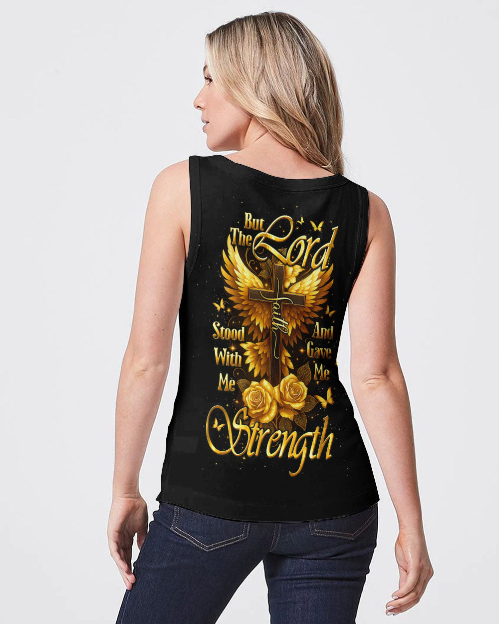 Lord Stood With Me Cross Golden Rose Women's All Over Print Shirt - Tltw2609251