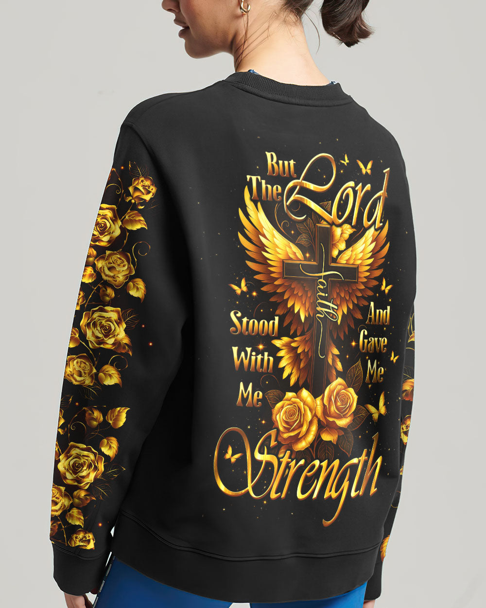 Lord Stood With Me Cross Golden Rose Women's All Over Print Shirt - Tltw2609251