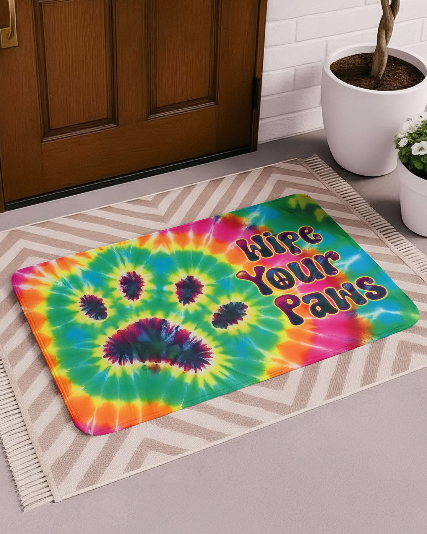 WIPE YOUR PAWS PAW PRINT SWIRL DOORMAT  - TLTW1401262