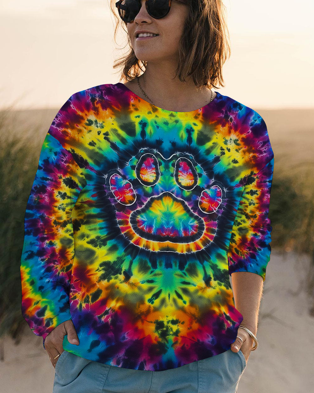 PAW PRINT VIBES TIE DYE ALL OVER PRINT - KMTM0511257