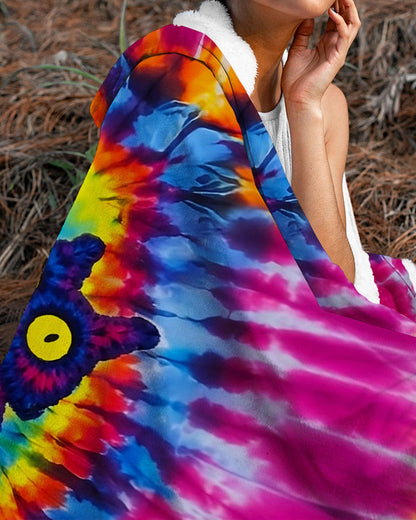 CAT COLORFUL SWIRL PATTERN SHERPA BLANKET HOODIE - TLNO0701265