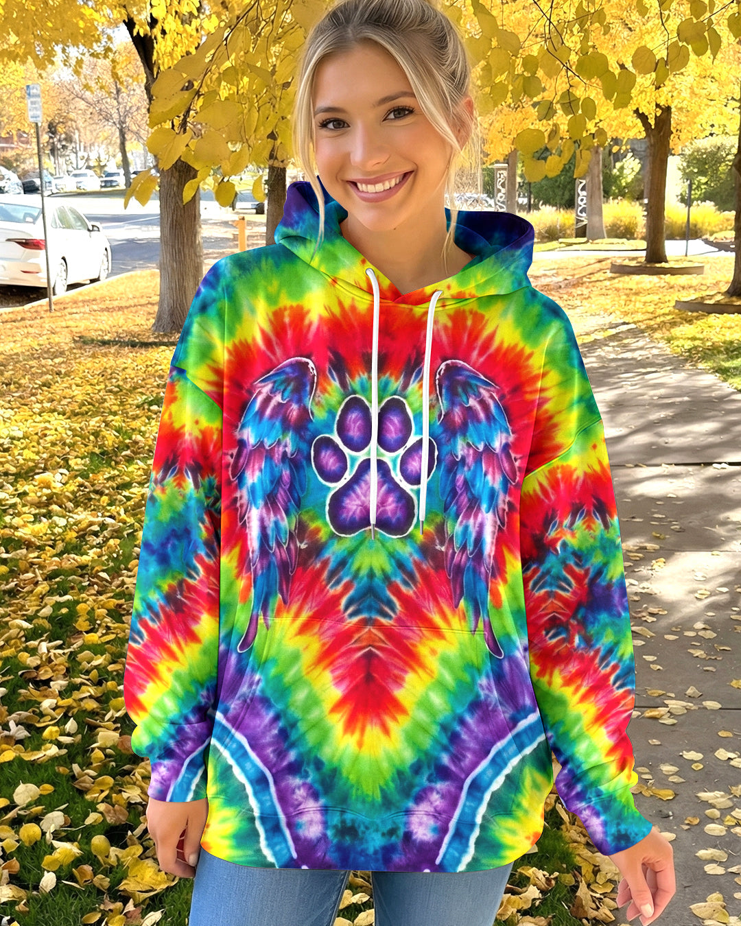 RAINBOW PSYCHEDELIC PAWPRINT MIRAGE ALL OVER PRINT - YHHG1201262