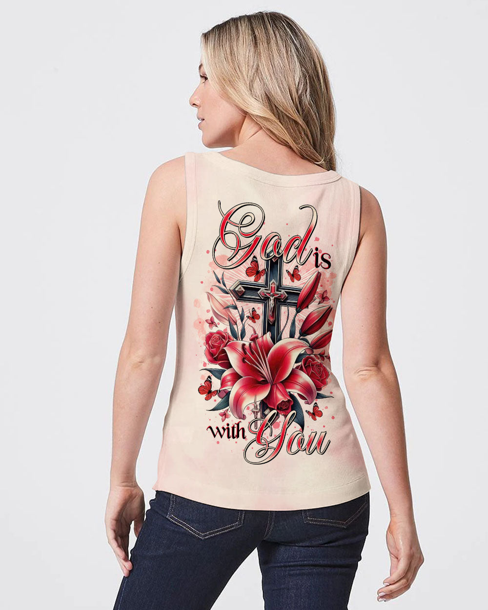 (Hot Deal) God Is With You Lilies Cross Women's All Over Print Shirt  -  Tltr0702252