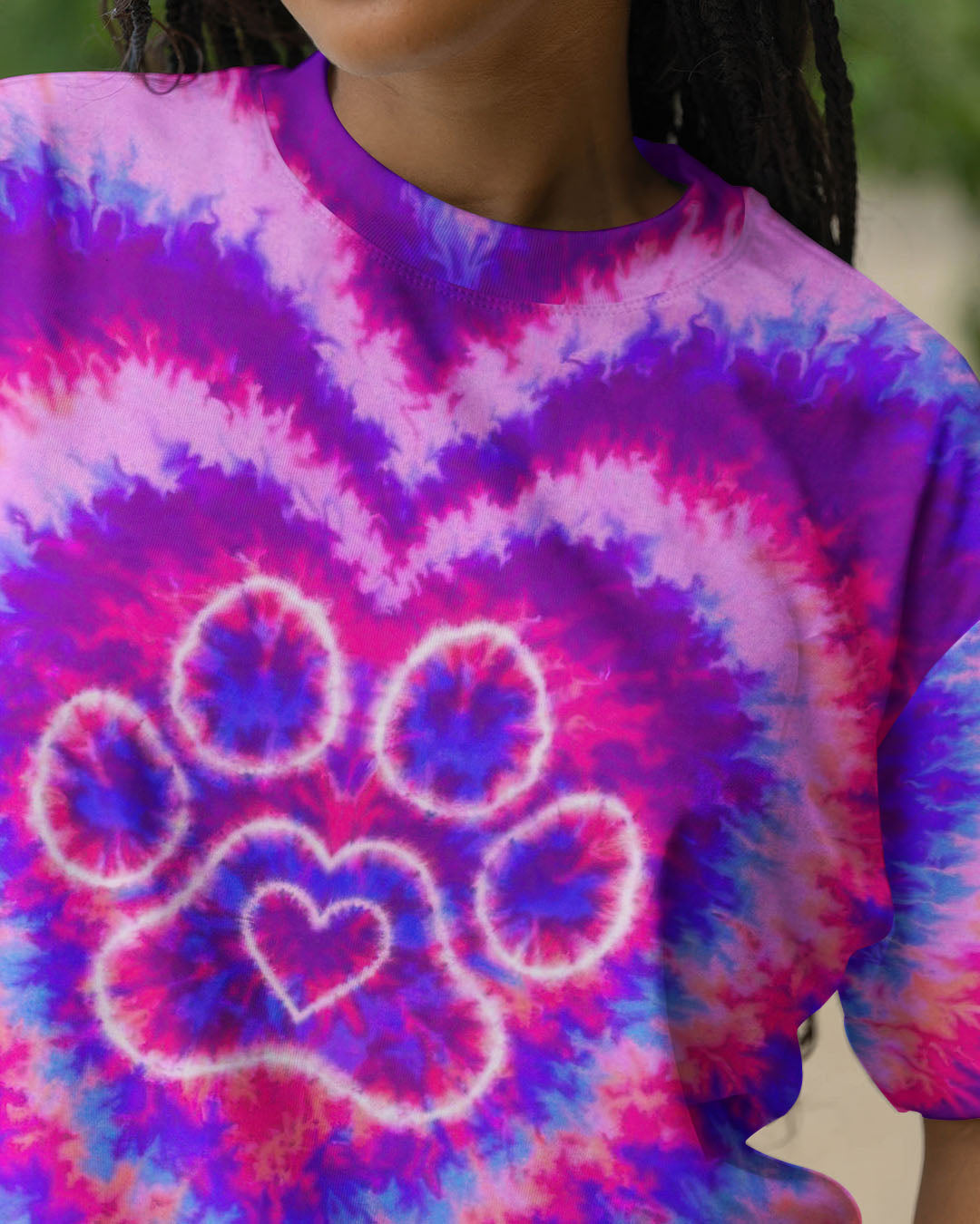 PAW PRINT PINK & PURPLE HEART SWIRL ALL OVER PRINT  - TLTW2912251