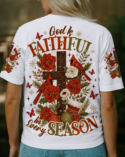 God Is Faithful Cardinal Christmas Women's All Over Print Shirt - Tlno0110253