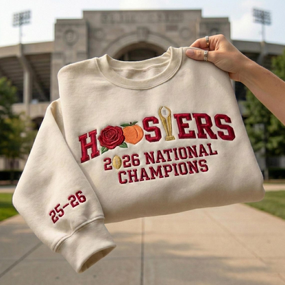 Embroidered Hoosiers Champs Sweatshirt: Rose & Peach Bowl 25/26 Quarter-Zip Sweatshirt, Hoodie Sweatshirt T-Shirt