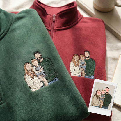 Valentine Personalized Embroidered Couple Family Photo Hoodie Sweatshirt T-Shirt