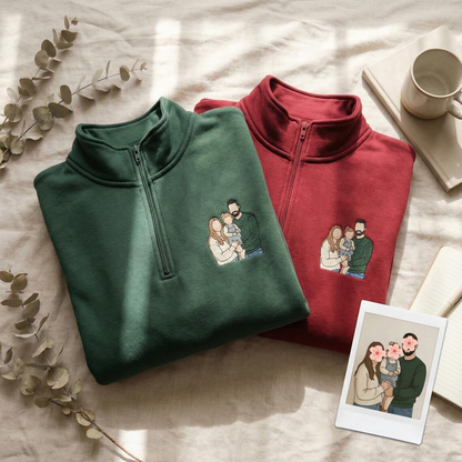 Valentine Personalized Embroidered Couple Family Photo Hoodie Sweatshirt T-Shirt