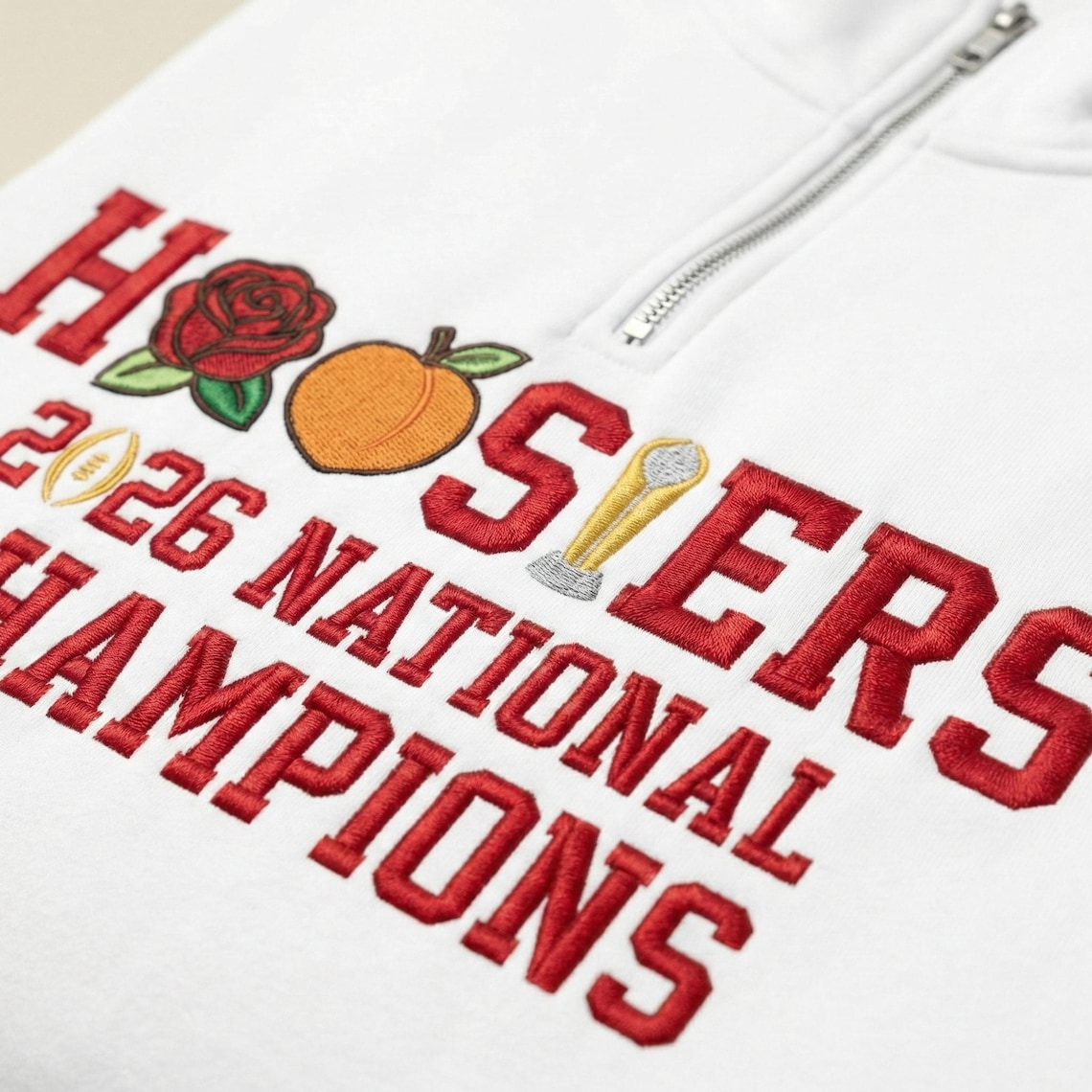 Embroidered Hoosiers Champs Sweatshirt: Rose & Peach Bowl 25/26 Quarter-Zip Sweatshirt, Hoodie Sweatshirt T-Shirt