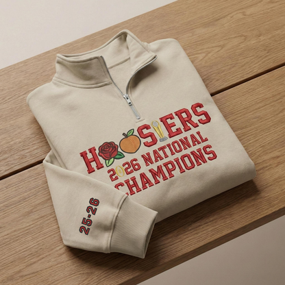 Embroidered Hoosiers Champs Sweatshirt: Rose & Peach Bowl 25/26 Quarter-Zip Sweatshirt, Hoodie Sweatshirt T-Shirt
