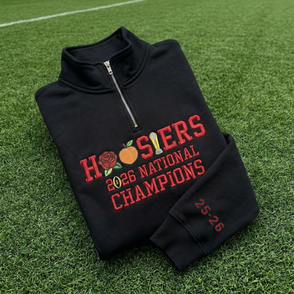 Embroidered Hoosiers Champs Sweatshirt: Rose & Peach Bowl 25/26 Quarter-Zip Sweatshirt, Hoodie Sweatshirt T-Shirt