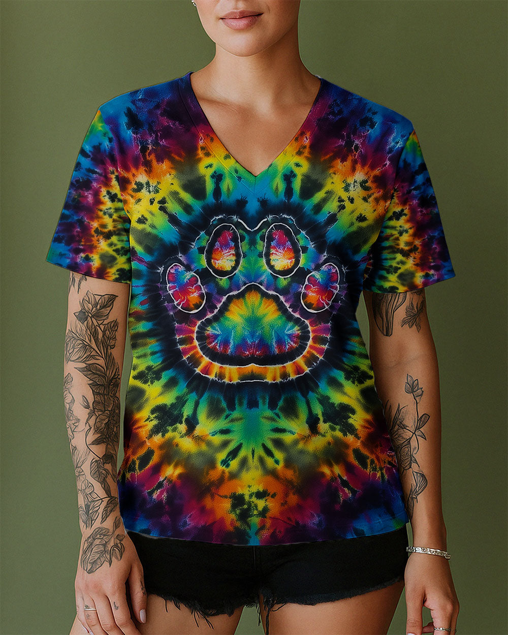 PAW PRINT VIBES TIE DYE ALL OVER PRINT - KMTM0511257