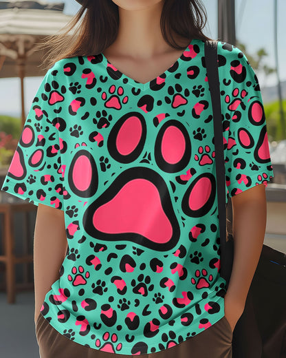 GROOVY PAW TEAL PINK ALL OVER PRINT - TY0601261