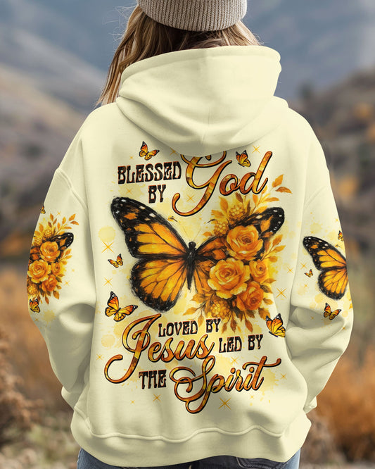 Blessed By God Loved By Jesus Butterfly Women's All Over Print Shirt - Tltw2509254