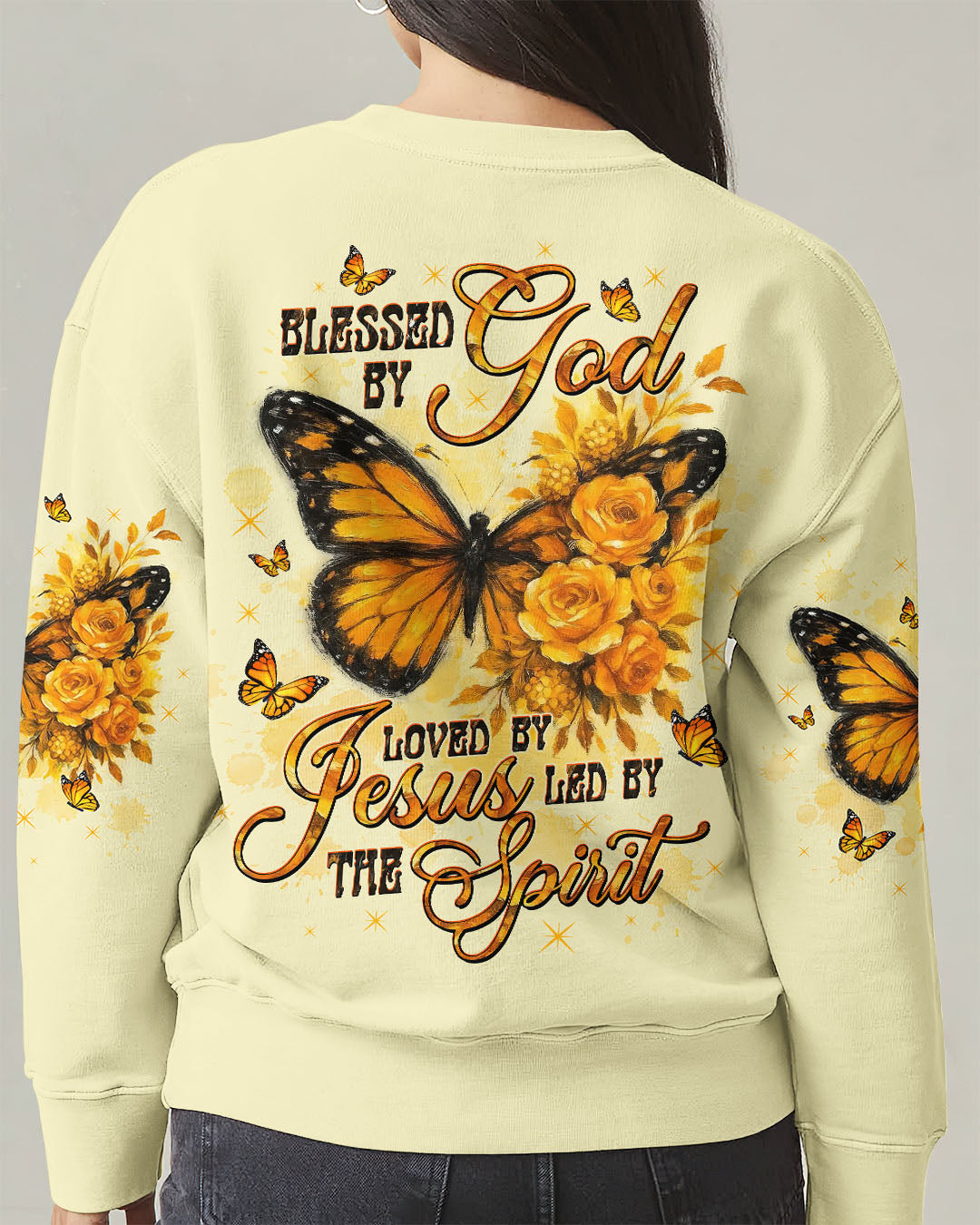 Blessed By God Loved By Jesus Butterfly Women's All Over Print Shirt - Tltw2509254