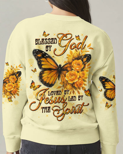 Blessed By God Loved By Jesus Butterfly Women's All Over Print Shirt - Tltw2509254