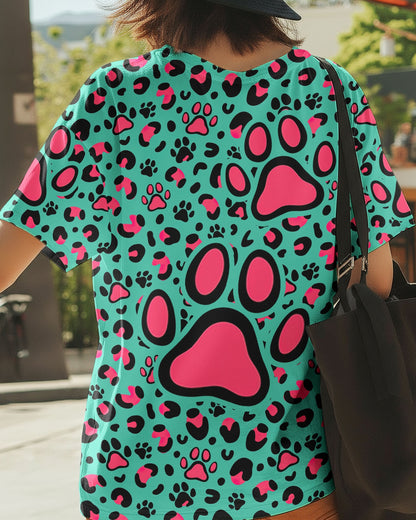 GROOVY PAW TEAL PINK ALL OVER PRINT - TY0601261