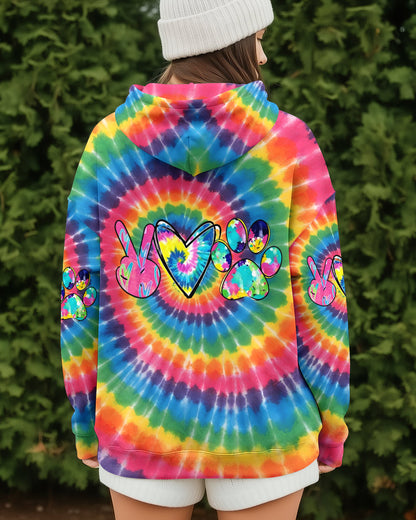 PEACE LOVE PAWS RAINBOW SWIRL ALL OVER PRINT - YHHG2612252