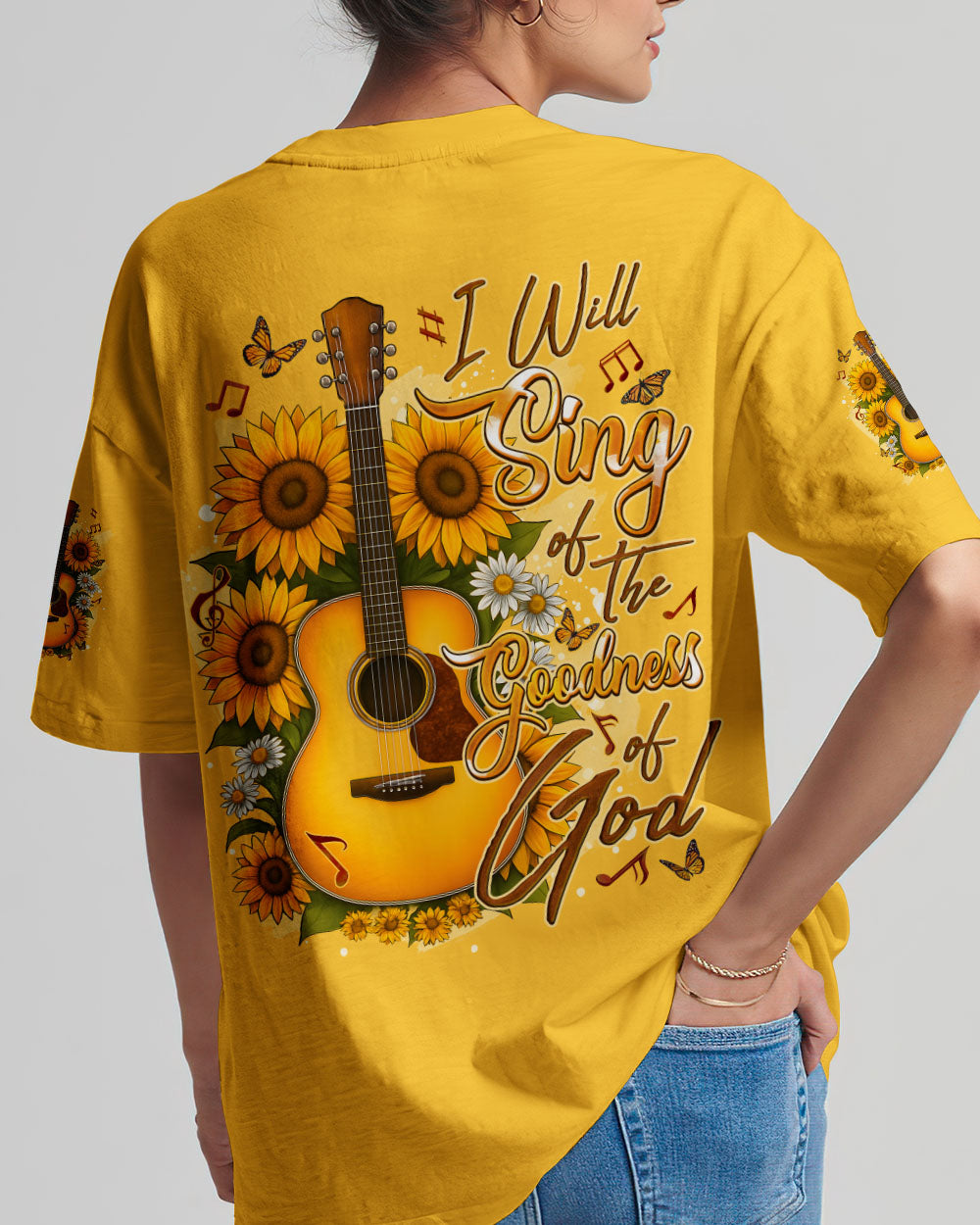 I Will Sing Of The Goodness Of God Guitar Sunflower Women's All Over Print Shirt - Tyqy2709251