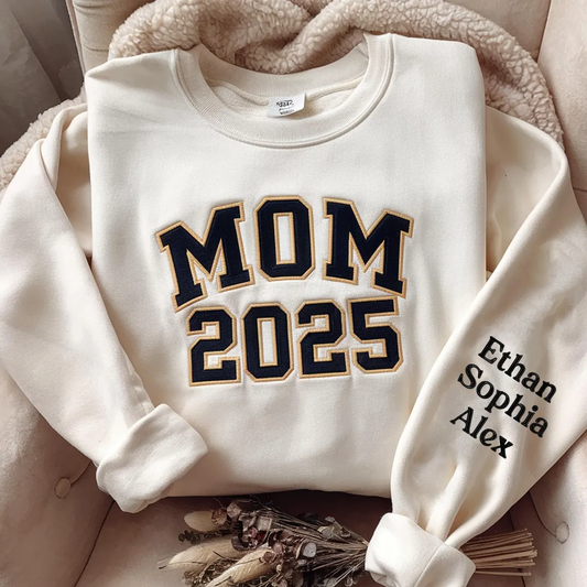 Mother's Day Personalized Embroidered Custom Text MOM MAMA GRANDMA Hoodie Sweatshirt T-Shirt