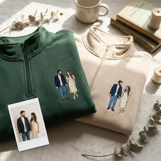 Valentine Personalized Embroidered Couple Family Photo Hoodie Sweatshirt T-Shirt